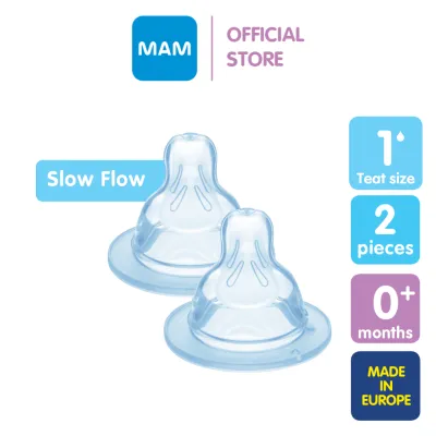 MAM Teats for Newborns SkinSoft Silicone Nipples for Baby Bottles - (Size 1) Slow Flow (Pack of 2)