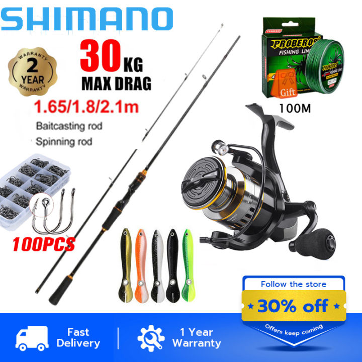 SHIMANO Reel Rod Joran Pancing Fishing Reel Spinning Rod Set
