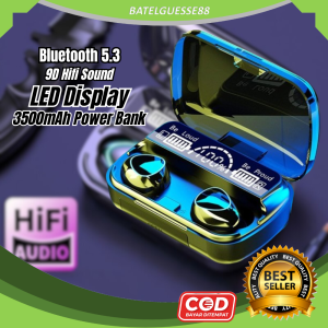 DNV - HEADSET TWS M10 HANDSFREE BLUETOOTH FULL BASS STEREO 3500MAH POWER BANK