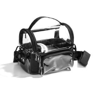 Makeup Brush Holder Backpack Makeup Artist Travel Case Clear Waterproof Cosmetic Organizer Bag With Adjustable Strap And Divider