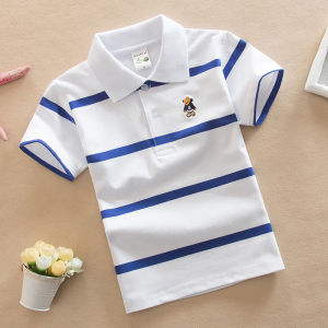 Summer new casual childrens clothing 1-15 years old 90-170 college style boys short-sleeved T-shirt Korean version summer clothing 95% cotton lapel short-sleeved polo shirt