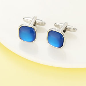 1Pair Fashion Square Inlaid Blue Crystal Cufflinks Creative Personalized Temperament Suit Cuff Links Accessories Graduation Gift