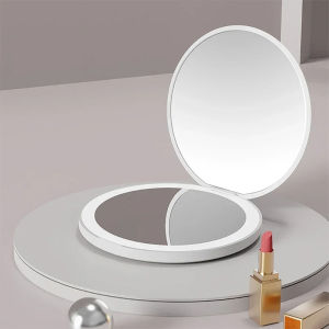 LED Lighted Travel Makeup Mirror Foldable Magnifying Mirror Rechargeable Compact Cosmetic Mirror For Handbag Purse Pocket