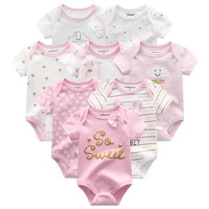 Happy BabyTop Sale  Girl 5 Piece Baby Cute Romper Bodysuit Onesie Cotton Infant Jumper Baby Clothes (Randomly given)