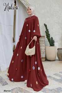 Halwa Gamis terbaru terlaris murah mewah elegan kekinian kasual dress pesta kondangan hari raya