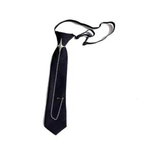 Fashionable Crosses Pin Chain Black Necktie Students School Uniform Aesthetic Punk Adjustable Pre Tied Tie Neckwear