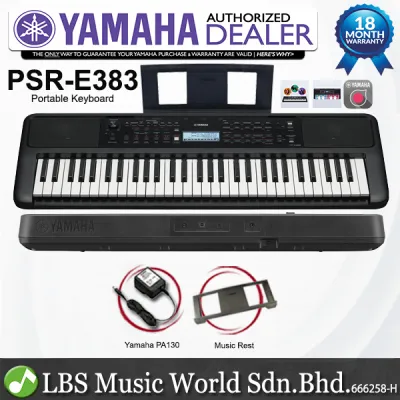 Yamaha PSR-E383 61 Key Portable Keyboard with Original Adapter (PSRE383 PSR E383)