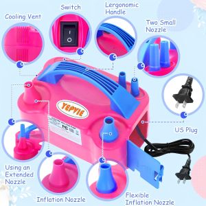 Balloon Pump Air Inflator Double Nozzle Electric Oxygen Blower Portable for Decorations Party Birthday & Weddings