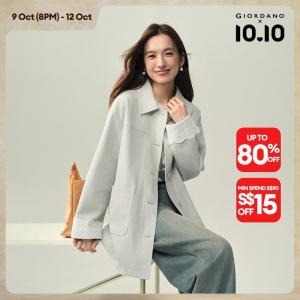 Giordano Women Lace cuffs mid-length trench coat Free Shipping 18376509