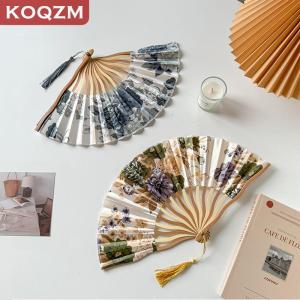 [COD] KOQZM KITCHEN Chinese Japanese Style Silk Fan Folding Fan Wedding Fan Art Gifts Dance Hand Fan Vintage Bamboo Folding Hand Held Flower Fan