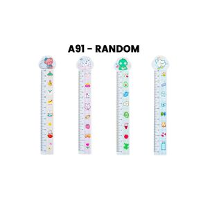 BW-A91 Penggaris Plastik 15cm Anak Pelajar Karakter Lucu Alat Tulis Sekolah / Plastic Ruler Cartoon