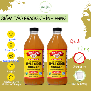Giấm táo hữu cơ (có giấm mẹ) Bragg - Raw Apple Cider Vinegar Organic (USA)