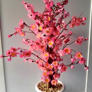 Bunga Hias Plastik Ornamen Pot Bonsai Bunga Sakura/Bunga Hias Dekorasi Rumah Artificial Pot plastik