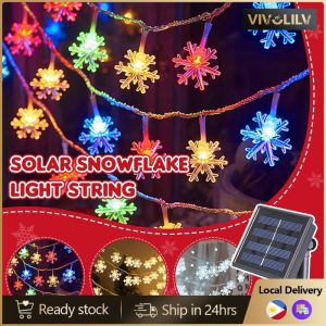 VIVOLILV 2-3 Days Delivery🚚Snowflake SOLAR LIGHTS GARDEN LIGHTS Merry Christmas Light Led Creative Snowflake Lamp String Outdoor Lights Waterproof Diy Decoration Insert Set Ornaments