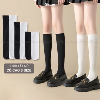 Vớ đùi trơn nữ 3 chiều cao GOMTAT phong cách lolita, tất cao trên đầu gối chất liệu thun lạnh siêu mỏng co giãn mềm mịn - HOT-1805-1DOI