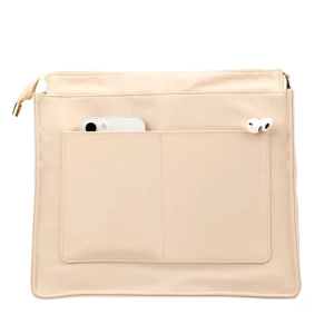 EverToner Luxury Nylon Handbag Organizer Insert with 13 Pockets Gray Beige Sizes XS to XL Elastic Keychain Anti-Theft Zipper Multi-Pockets Large Capacity Ultra-light Waterproof Fabric