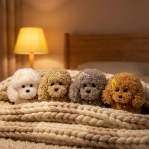 JOJO CASTLE Soft Real Life Teddy Dog Poodle Plush Toys 30/35/40cm Simulation Puppy Toys Suffed Animal Dog Doll For Christmas Birthday Gift Baby Soothing Ragdoll