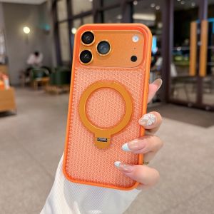Luxury 360° Rotate Metal Bracket Phone Case For iPhone 17 Air 16 15 14 Plus 13 12 11 Pro Max Full Bumper Heat Dissipation Cover