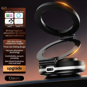 2024 new 360 ° rotatable double-sided magnetic vacuum magnetic folding car phone holder for iPhone Samsung Xiaomi Huawei C2
