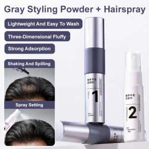Strong Hold Long Lasting Styling Gel Extra Hard Hold 2 in 1 Hairspray Gray Hair Concealer Styling Powder and Hairspray遮白发造型粉定型水