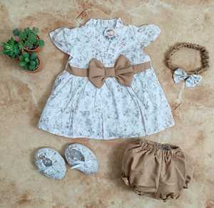 Setelan Anak Bayi Perempuan - Setelan Baju Bayi Perempuan Motif Bunga Jasmine Free Bandana Dan Sepatu