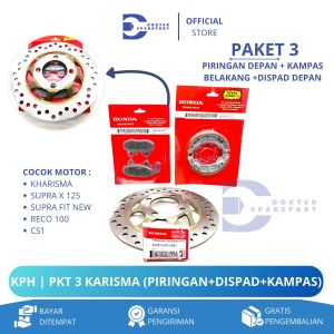 KPH PAKET 3 PIRINGAN CAKRAM DEPAN + DISPAD DEPAN + KAMPAS BELAKANG KHARISMA SUPRA / REM / CAKRAM