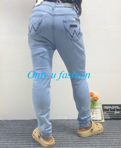 High waist plus size straight light blue women jeans ladies stretch full length skinny pencil denim pants comfortable girls jeans