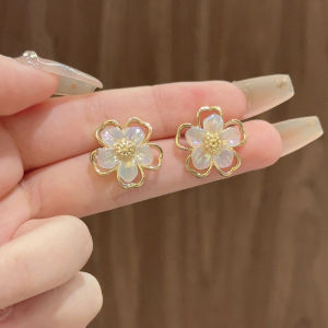 good 999 18K gold-plated flower petal temperament Earrings ES63624