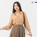 Áo sơ mi nữ YODY tay dài, thiết kế suông trẻ trung, thanh lịch, túi ốp cổ ve SMN6176. 