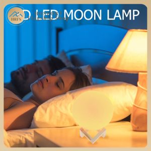 Decorative 3D Moon Night Light with USB Charging Touch Sensor and Color Shift for Living Room or Bedroom