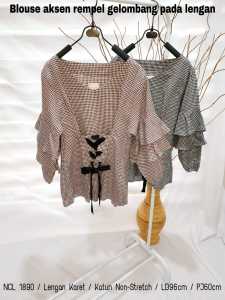 NCL 1890 Blouse Rempel Lengan Balon Grosir katun import nonstretch