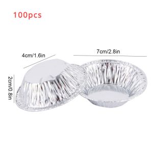 200pcs Disposable Round Egg Tart Mold Aluminum Foil Cups Baking Cookie Pudding Cupcake Bake Plate Mould Heat Evenly No Odor Safety and Health