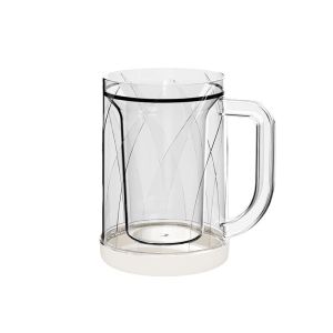 CPY Double Layer Ice Cold Beer Glass Large-Capacity Tea Cup With Handle Ice Mug Beer Glass