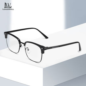 LouisWill Men Women TR90 Non-Prescription Glasses Anti Blue Light Flat Mirror Eyewear Can Be Paired With Myopia Gasses Half Frame Design Outdoor Travel Men Trendy