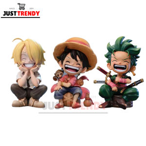 One Piece Anime Luffy Zoro Sanji 3 in 1 Set 16cm Height Cute Sitting Pose Collectible Action Figure Gift Set