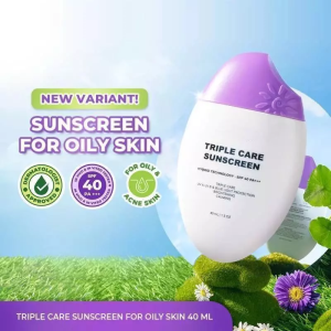 Facetology Triple Care Sunscreen 40ml SPF40 PA+++ Blue Light Blocking Brightening Calming Anti‑Oxidation Non‑greasy No White‑cast Hybrid Technology UV‑A UV‑B Protection Lightweight Daily Facial Sun Lotion