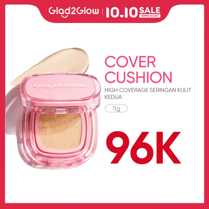 Glad2Glow Perfect Cover Cushion 11g 5 Shades Matte Finish Make Up BB Cream CC Cream Bedak Foundation