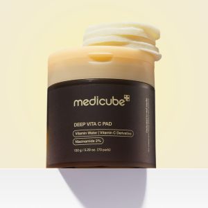 Medicube Deep Vita C Pad 150g (70 Pads) 2% Niacinamide & Vitamin‑C Derivative Toner Pad Fade Dark Spots Brighten Dull Complexion Exfoliating Revitalizing Daily Facial Treatment Pad