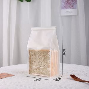 10 Pcs Kantong Kertas Plastik Roti Tawar 13x27 / 16x27 / 22x28 Paper Bag Toast Ziplock Kawat Warna Putih / Kertas Roti / Kertas Kue / Plastik Roti / Plastik Bungkus Roti P01