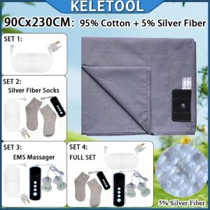 Breathable Grounding Mat EMS Foot Massage Set Organic Cotton Silver Fiber Earthing Sheet for Sleep