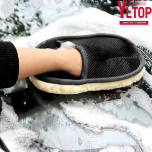 ถุงมือล้างรถ ขนแกะ - หนาแน่น นุ่มมาก สำหรับเช็ดเบาะหนัง/แว็กซ์รถยนต์ G2643