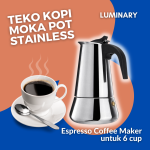 300ml Teko Kopi Moka Pot Stainless Espresso Coffee Maker untuk 6 cup