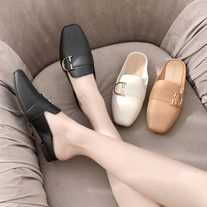 YOTO Korean Flat Closed loafer shoes for women Slip On Mules women Half loafer shoes for women (Add+1 size bigger)