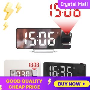 COD [Free Shipping] Modern Projection Alarm Clock with Adjustable Brightness Digital Display and Candleholder for Home Decor