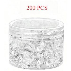 200Pcs Clear Push Pins Thumb Tacks Plastic Combo Thickened for Office & DIY Wall Hangings