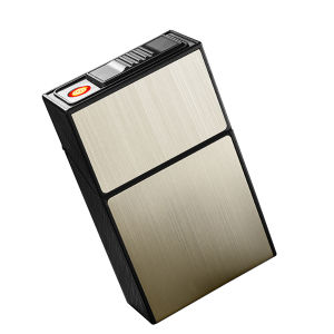 【Buy 1 get 1 free】Creative Cigarett Box with USB Tungsten Turbo Lighter 20pcs Cigarett Holder Case Fancy Novelty Plasma Lighter Men Gift