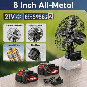 [WP]Cordless Fan 8 Inch Portable Camping Fan Rechargeable High Power Outdoor Desktop Cooling Fans for Makita Battery