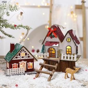 [COD] dfgje Led Bằng Gỗ Giáng Sinh Nhà Mini Xmas Tuyết Nhà Bằng Gỗ Mùa Đông Làng Xây Dựng Bức Tượng Bảng Đồ Trang Trí Kỳ Nghỉ Đảng Trang Trí Nội Thất