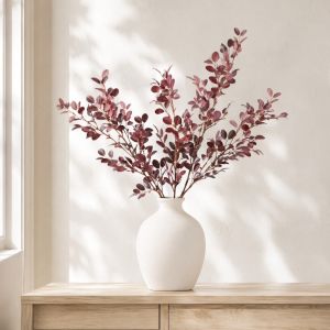 J9YXDU Rural Home Style Artificial Loropetalum Branch Realistic Simulation Tree Branch Fake Flower Match with Flowers 2 Heads 4 Heads Simulation Plant Outdoor Garden Decor