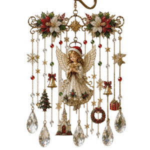 ZANGTA Santa Claus Christmas Wind Chime Acrylic Elk Snowman Painted Crystal Pendant Modern Minimalist Suncatcher 2D Flat Wind Chime Christmas